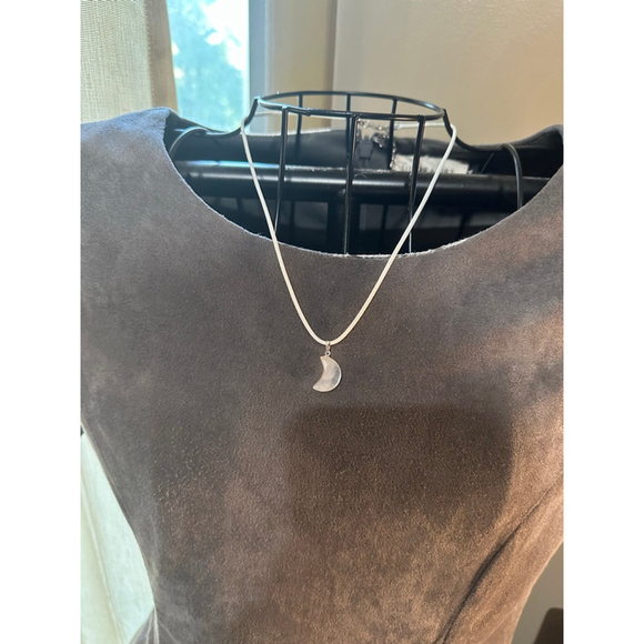 Blue Flash Moonstone Crescent Moon Pendant Necklace - Picture 6 of 7